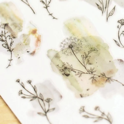 MU Print-On Stickers - Grey Green Flowers