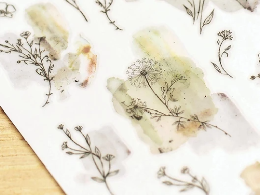MU Print-On Stickers - Grey Green Flowers