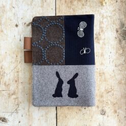 Hobonichi-Style A5 Notebook Cover in Mina Perhonen Fabric - Patchwork Brown