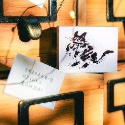 Meow Illustration Shooting Star Rubber Stamp