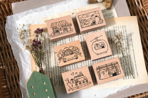 Eileen Tai "Bear & Girl: Travel Together" Rubber Stamps