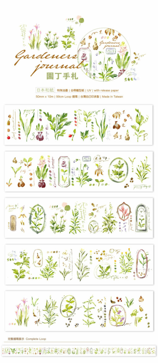 Meow Illustration "Gardeners Journal" Washi Tape