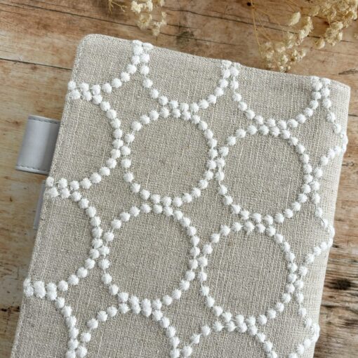Hobonichi-Style A5 Notebook Cover in Mina Perhonen Fabric - Tambourine Beige