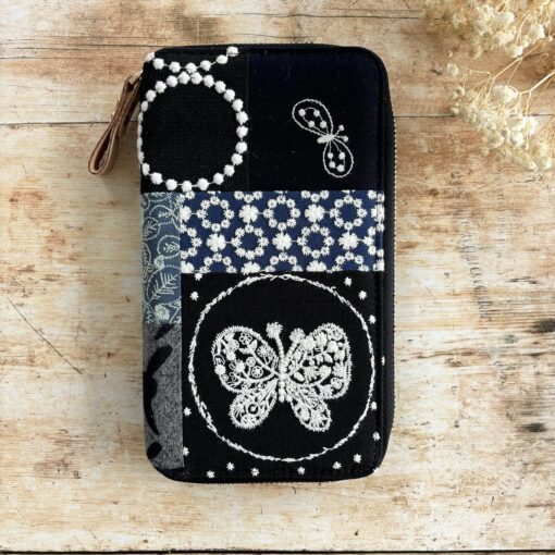 Hobonichi-Style Weeks Zip Cover in Mina Perhonen Fabric - Patchwork Navy